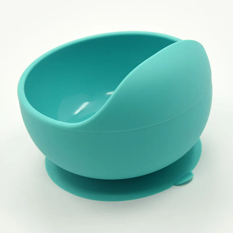 Conjunto de Alimentação de Silicone para Bebês com Colher de Madeira